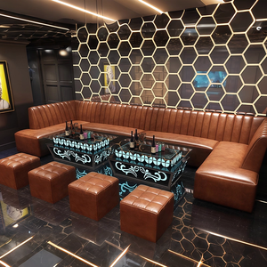 केटीवी रूम इंटीरियर डिजाइन क्लब फर्नीचर नाइट क्लब लाउंज बार काउंटर टेबल अनुचर चमड़े के नाइट क्लब सोफा - Product Image 4