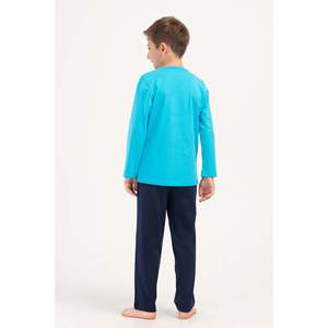 ชุดนอนเด็กชายแขนยาวมีปกและกระเป๋า ผ้าถักนุ่มสบายสำหรับเด็กวัยหัดเดิน ไซส์ 9/10-15/16 สำหรับฤดูใบไม้ผลิและฤดูหนาว - Product Image 1