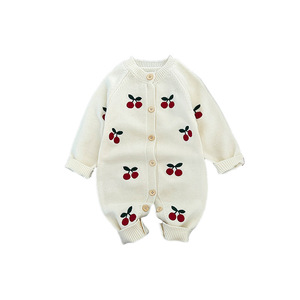 Combinaison décontractée <span class=keywords><strong>pour</strong></span> bébé fille, nouvelle collection printemps-automne, pull en tricot cerise <span class=keywords><strong>pour</strong></span> <span class=keywords><strong>les</strong></span> tout-<span class=keywords><strong>petits</strong></span>, 100% coton, barboteuses <span class=keywords><strong>pour</strong></span> bébé - Product Image 5