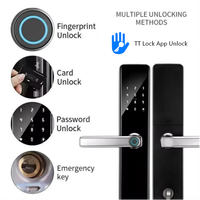 GRATEAIEN Poignée de porte intelligente électronique en acier inoxydable IP68 avec accès par empreinte digitale, mot de passe, carte et clé pour panneaux avant et arrière