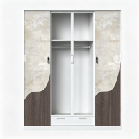 Armoire moderne en acier Huadu avec portes latérales verrouillables et finition imitation bois pour rangement de chambre à coucher – Vente en gros