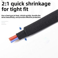 Manchon thermorétractable en tissu, homologué 600V, respirant, isolant thermiquement, résistant à l'abrasion, antidérapant, fabriqué en fibre de polyester tissée