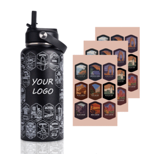 24oz Insulated Stainless Steel Water Bottles Customized Stickers Double-Wall Vacuum Insulation Dust-Free Lid BPA Free Leak-Proof - Product Image 1