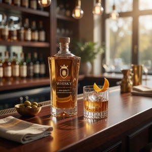 Bouteille de luxe 500 ml en verre super flint avec base lourde et bouchon en liège, vide, pour spiritueux, liqueur, whisky, vodka, brandy, <span class=keywords><strong>gin</strong></span>, vente en gros personnalisée, directement de l'usine - Product Image 1