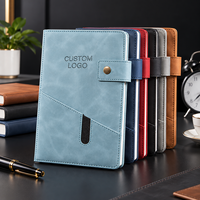 Carnet de notes en cuir PU avec logo personnalisé, reliure thermique, bouton-pression, emplacement pour stylo, 200 pages, journal d'affaires, cadeau d'entreprise, agenda de bureau