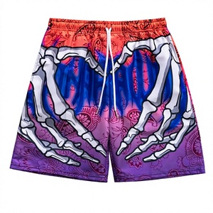 Pantalones Cortos Deportivos Casuales de Verano para Hombre, con Estampado 3D de Mano de Esqueleto, Cintura Media, Transpirables, Ajuste Holgado, a la Moda, para Playa - Product Image 1