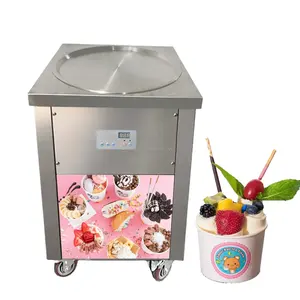 Mvckyi Single Round Pan Manual Thailand fry Ice Cream Roll Machine Instant Ice Cream Making Machine Fried Ice Cream Roll Machine