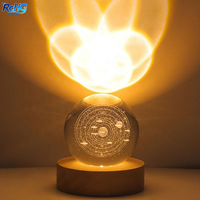 Lampe de nuit en cristal 3D, boule de cristal lumineuse, décoration de boule de cristal, système solaire, lampes de nuit LED, décoration de bureau, décoration de la maison