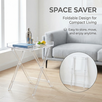 Table de service pliante d'extérieur en acrylique de luxe, plateau transparent personnalisé avec logo pour salon