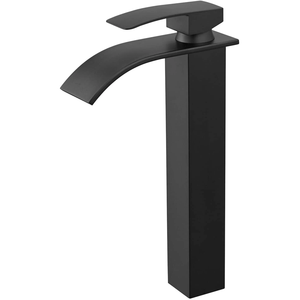 Grifo Alto Negro para Lavabo de Acero Inoxidable 304 Grifo para Tocador Grifo para <span class=keywords><strong>Lavamanos</strong></span> Grifería para Fregadero de Baño Mezclador de Agua Fría y Caliente - Product Image 1
