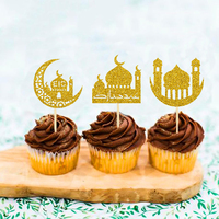 Décoration de gâteau pour l'Aïd al-Fitr, thème lune et château, fournitures de fête islamique, décorations de fête musulmane