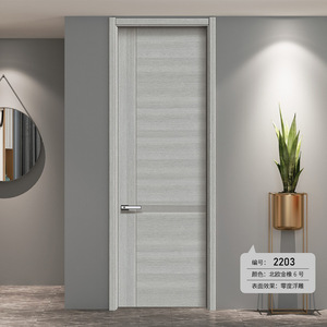 Puertas Interiores Minimalistas de Tablero MDF con Acabado, Aislamiento Acústico, Apertura Manual, Diseño de Puerta de Vidrio - Product Image 3