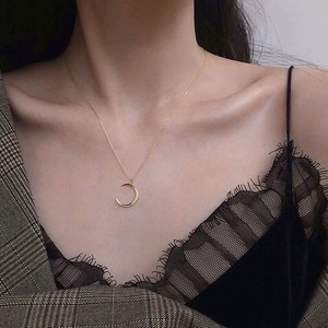 Collana con Ciondolo Luna Semplice in Argento Sterling 925 Placcato Oro 18K, Gioielli di Moda all'Ingrosso per Donne - Product Image 2