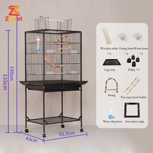 Gabbia per Pappagalli di Lusso Personalizzata, Alta e Grande, a Due Porte, in Metallo e Filo di Ferro Solido, con Vassoio in Plastica, Voliera e Casetta per l'Allevamento di Animali Domestici - Product Image 5