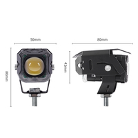 Projecteur LED 30W pour moto avec lentille en cristal, feux de jour DRL œil d'ange rouge et bleu, feux de croisement/route, antibrouillard pour moto tout-terrain, VTT, UTV, SUV