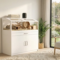 Cage à hamster de style meuble personnalisée avec armoire de rangement, habitat pour petits animaux avec panneau en acrylique et plateau