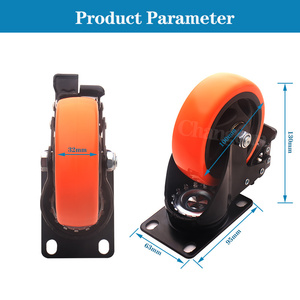3/4/5 Zoll Hochleistungs-PVC-Pedalwagen-Lenkräder Orange Sicherer rotierender Einkaufs wagen Industrie rolle mit drehbarem Stil - Product Image 5