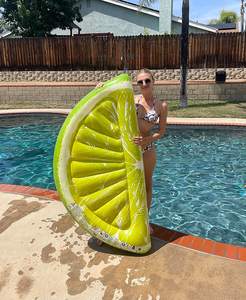 Vendita calda verde limone piscina galleggiante zattera estate spiaggia nuoto gonfiabile piscina Lounge Lounge festa giochi d'acqua zattera piscina - Product Image 4