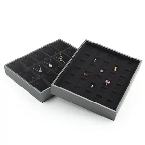Earrings Ring Leather Stackable Travel Woman Linen Felt Pendant White Black Velvet Case Jewelry Packaging Trays Display