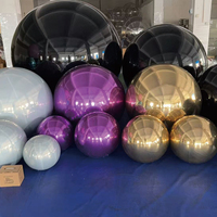 Boule miroir argentée gonflable, grand ballon brillant, ballon géant pour fête disco, décoration de fête de Noël, sphère miroir réfléchissante gonflable