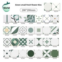 Carrelage de sol antidérapant en céramique 200x200 pour cuisine et salle de bain, motif petite fleur verte nordique, vente en gros d'usine, idéal pour balcon
