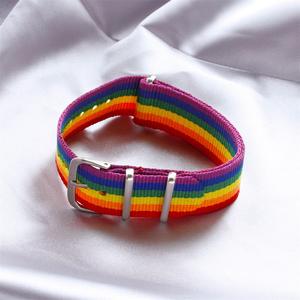 Bracelet ajustable géométrique tendance, bracelet personnalisé à rayures arc-en-ciel, bracelet en toile arc-en-ciel, bracelet de fierté LGBT - Product Image 6