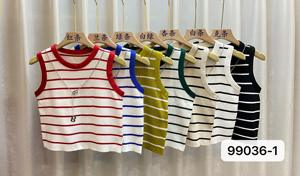Mùa Hè Mới Dệt Kim <span class=keywords><strong>Tank</strong></span> Top Hot Bán Sexy Thoáng Khí Sọc Vest Vòng Cổ Không Tay Cắt Đan Hàng Đầu Cho Phụ Nữ - Product Image 5
