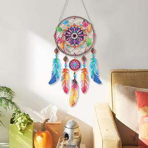 Ciondolo Acchiappasogni con Pittura Diamantata 5D in Cristallo, Motivo Mandala, Fatto a Mano, Decorazione da Parete Fai-da-Te - Product Image 1