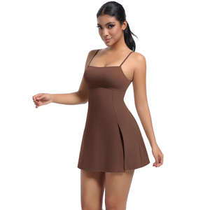 กระโปรงกีฬาแบบใหม่สั่งทำขายส่ง มีแผ่นรองหน้าอกในตัว ระบายอากาศได้ดี เหมาะสำหรับกอล์ฟกลางแจ้ง ดีไซน์หลังสวยงาม ชุดโยคะ เทนนิส - Product Image 1