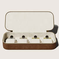 Étui de collection de parfums en cuir artisanal de luxe personnalisé, 3 flacons de parfum, boîte d'emballage en bois