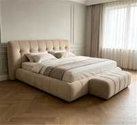 Lit double en tissu haut de gamme, style minimaliste italien, pour chambre principale, design moderne, idéal pour mariage, avec finition 'Blast Biscuit'