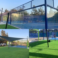 Robuster 12mm grüner & blauer Gras teppich Padel-Tennisplatz ausrüstung für den Innen-und Außenbereich mit Glas-und Stahl materialien