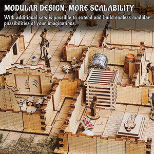 DnD Warhammer Tabletop RPG 16 pièces de terrain modulaire en bois découpées au laser 3D, échelle 28 mm, briques de mur pour jeu de donjons - Product Image 6