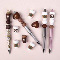 Perles focales en silicone en vrac 3D, personnalisées en PVC, sur le thème 'Loose Faith Book Inappropriate Teacher', en forme de café, de nœud et de crayon, pour la fabrication de stylos, vente en gros