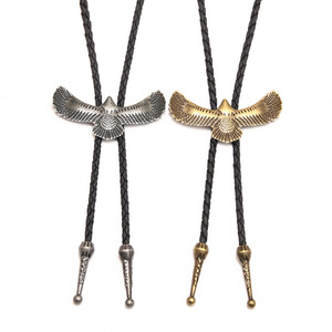 Cadena para suéter de hombre, collar de cuero PU tejido, cadena larga retro con ala de águila de metal, para regalo de moda - Product Image 5