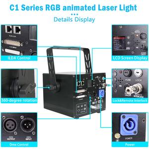Projecteur laser 3D C1-705A, lumières laser d'animation, DMX & ILDA, 5 <span class=keywords><strong>watts</strong></span>, contrôle par application, laser texte 5W, pour DJ, KTV, clubs, anniversaires - Product Image 5
