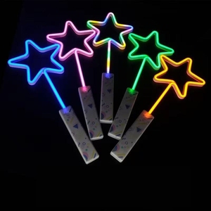 Party Supplies Custom Shaped Flashing Glow Stick Handle Neon LED <strong>Light</strong> <strong>up</strong> <strong>Star</strong> Wand Toy Rainbow Glow LED Sticks Big Size 45cm - Product Image 3