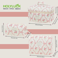 Pochette esthétique matelassée en toile de coton à motif nœud papillon, sac à cosmétiques imprimé, sacs de maquillage de voyage
