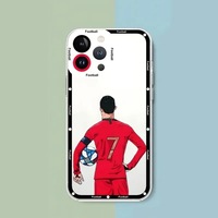 Coque de Téléphone Humoristique Personnalisée Cristiano R. Star de Football pour iPhone 14 15 Pro Max, Housse de Protection Mobile en Matériau PC