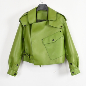 Nouvelle arrivée, veste bomber en cuir véritable pour femmes, tendance motard - Product Image 2