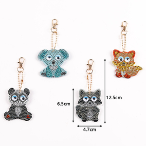 Portachiavi con Diamanti 5D Fai-da-Te, Decorazioni con Animali dallo Sguardo Accattivante, Cristalli Rotondi per Mosaico - Product Image 2