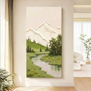 Hand Painted Oil Painting Distant Mountains Nearby Waters 3D Landscape <b>Art</b> For Entryway Living Room 100% Handmade - Product Image 1