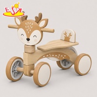 Sepeda Keseimbangan Motor Retro Kayu dengan Mesin Interaktif, Speedometer, Jok Empuk untuk Latihan Keseimbangan Anak W16C375