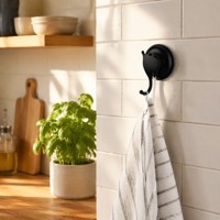MaxHold 2-Piece Modern Double Suction Cup Hook-Vacuum System-Tanpa Pengeboran, Gantungan Handuk dan Jubah dari Baja Tahan Karat yang Dipasang di Dinding.