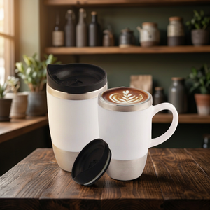 Taza de Té y Café de Acero Inoxidable de 450 ml, Ligera, Aislada, de Viaje, Diseño Moderno y Minimalista, Impresión de Logotipo Personalizado - Product Image 1