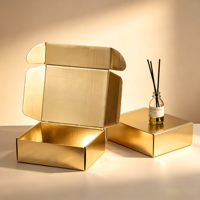 Boîte Cadeau Dorée Pliable en Carton Ondulé avec Papier Texturé Emballage Rigide Magnétique de Luxe pour Bijoux et Cosmétiques