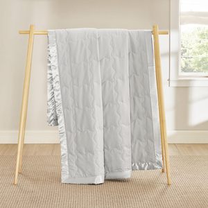 Queen Size gris léger vers le bas Alternative été doux confortable couvertures <span class=keywords><strong>de</strong></span> <span class=keywords><strong>lit</strong></span> chaudes avec garniture en <span class=keywords><strong>satin</strong></span> 90x90 pouces pour toutes les saisons - Product Image 5