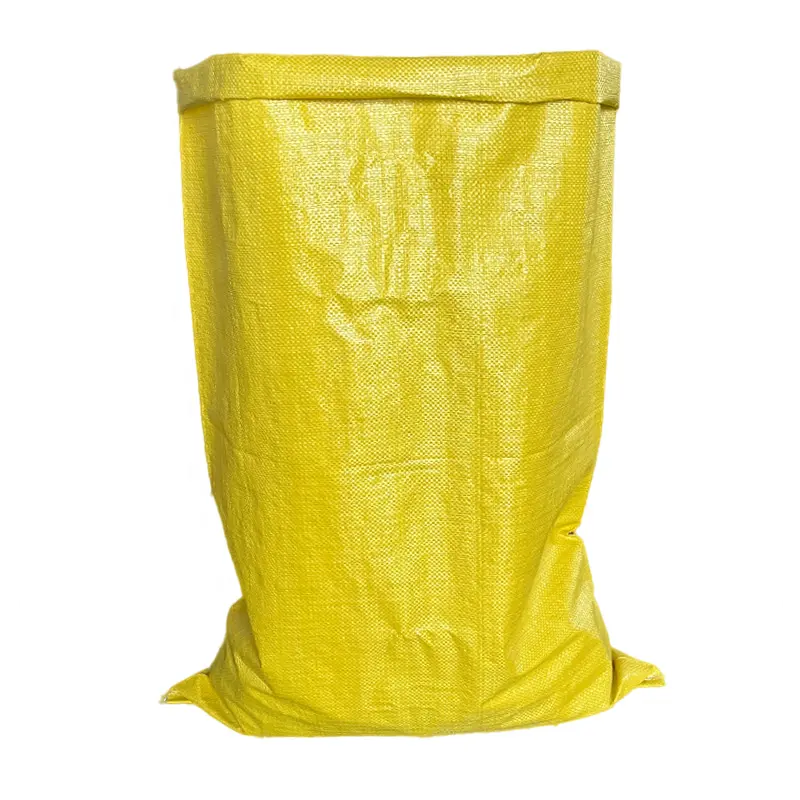 पीला पीपी बुना बोरी पॉलीप्रोपाइलीन फ़ीड मकई खाली मक्का बैग अनाज 25 किलो 50 किलो अनाज बैग पैकिंग के लिए बुना बोरी