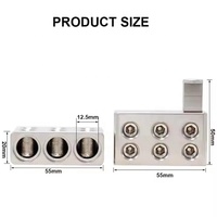1 paire de réducteurs de tension pour amplificateur audio de voiture, bornes d'alimentation, double entrée 1/0 AWG vers 1/0 AWG, pour décharge d'amplificateur