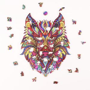 Pièces <span class=keywords><strong>de</strong></span> <span class=keywords><strong>puzzle</strong></span> uniques en forme <span class=keywords><strong>de</strong></span> <span class=keywords><strong>loup</strong></span> animal A5 A4 A3 <span class=keywords><strong>Puzzle</strong></span> en bois pour adultes et enfants Cadeau d'anniversaire <span class=keywords><strong>de</strong></span> Noël Motif personnalisé - Product Image 2